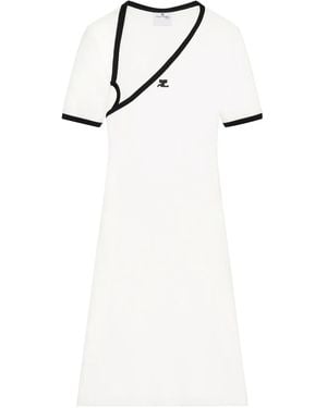 Courreges Asymmetric-Neck Mini Dress - White