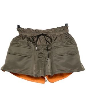 Sacai Ruched-Waist Shorts - Green