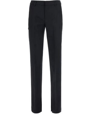 PT Torino London Pressed-Crease Slit-Hem Pants - Black
