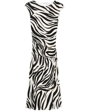 Marella Rugiada Zebra-Pattern Midi Dress - White