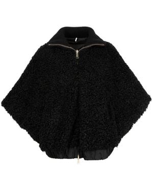 Moncler Zip-Up Fleece Cape - Black