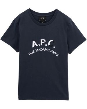 A.P.C. Logo-Embroidered T-Shirt - Blue