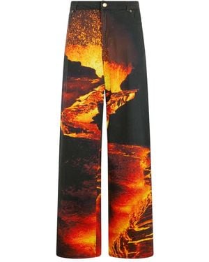 Roberto Cavalli Lava-Print Jeans - Orange