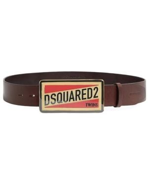 DSquared² Logo Plaque Belt - White
