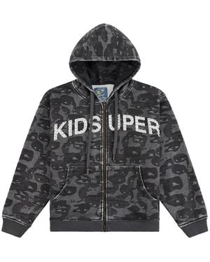 Kidsuper Face Camo Graphic-Print Hoodie - Black