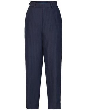Shanghai Tang Dragon-Embroidered Trousers - Blue