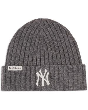 Sporty & Rich Ribbed Cuffed Beanie - Grey
