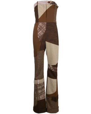 Moschino Patchwork-Design Virgin Wool Jumpsuit - Natural