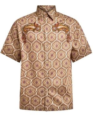 Etro Paisley-Embroidered Geometric-Pattern Shirt - Natural