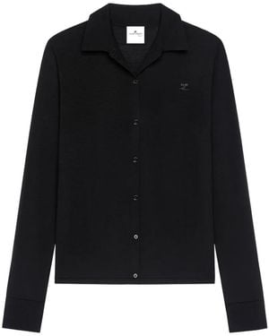 Courreges Cardigan À Col Polo - Black