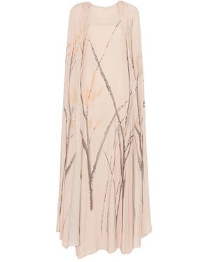 BERNADETTE Minnie Embroidered Cape Maxi Dress - Natural