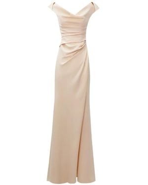 Gemy Maalouf Draped-Detail Side-Slit Dress - White