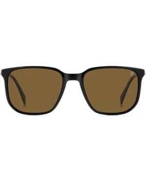 David Beckham Lunettes De Soleil Carrées À Clip - Brown