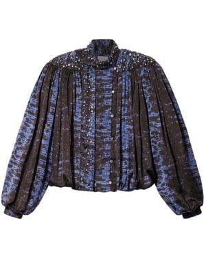 Isabel Marant Loyra Embellished Silk Blouse - Blue