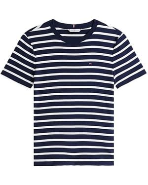 Tommy Hilfiger Stripe-Pattern T-Shirt - Blue