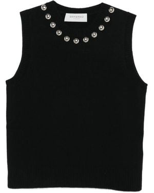 ERMANNO FIRENZE Embellished Sleeveless Top - Black