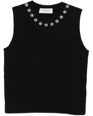ERMANNO FIRENZE Embellished Sleeveless Top - Black