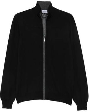 Gran Sasso Cardigan Zippé À Col Montant - Noir