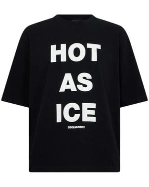 DSquared² Ruimvallend T-Shirt Met Tekst - Zwart