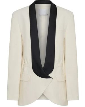 Christopher Esber Contrast-Lapel Tuxedo Blazer - White