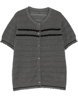 JNBY Pointelle-Knit Scalloped Blouse - Grey