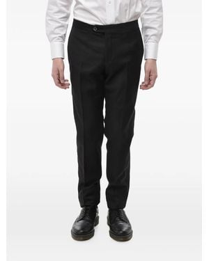 Corneliani Academy Pressed-Crease Wool Tailored Trousers - Black