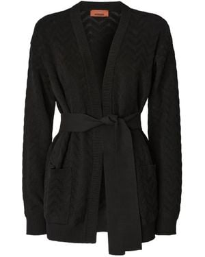 Missoni Chevron Belted Cardigan - Black