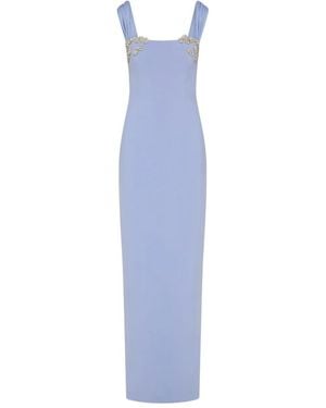 Rachel Gilbert Malia Embellished Square-Neck Maxi Gown - Blue