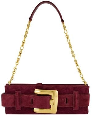Balmain Anthem Buckle-Detail Shoulder Bag - Red