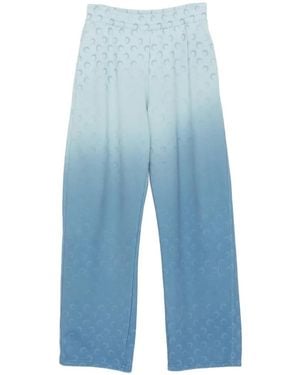 Marine Serre Faded-Moon Fleece Track Trousers - Blue