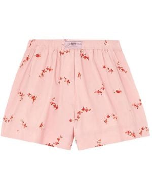 Ganni Floral-Print Cotton Shorts - Pink