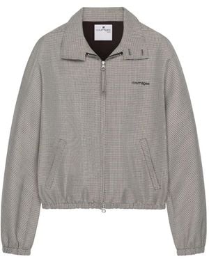 Courreges Houndstooth Zipped Bomber Jacket - Grey