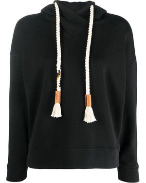 forte_forte Rope-Drawstring Cotton Hoodie - Black