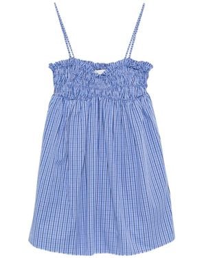 Faithfull the Brand Presa Shirred Mini Dress - Blue