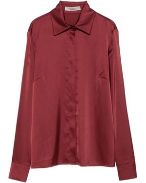 D.exterior Classic-Collar Satin Shirt - Red