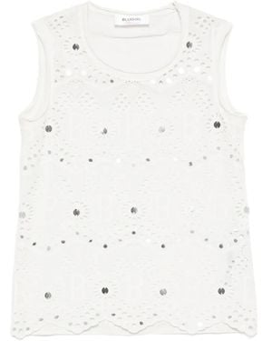 Blugirl Blumarine Broderie-Anglaise Sequin-Embellishment Top - White