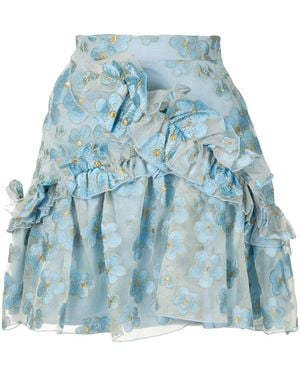 Macgraw Souffle Ruffle Trim Mini Skirt - Blue