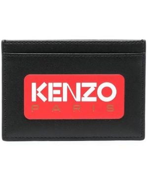 KENZO Elegante tarjetero de cuero - Rojo