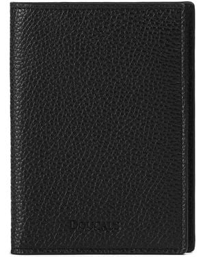 Doucal's Tumbled Leather Passport Holder - Black
