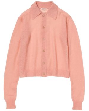 AURALEE Collared Mohair Cardigan - Pink