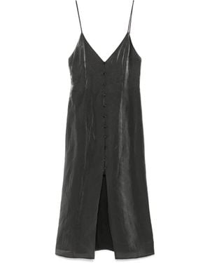 Alysi Midikleid Mit V-Ausschnitt - Schwarz