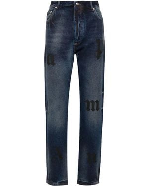 Palm Angels Logo-Print Jeans - Blue
