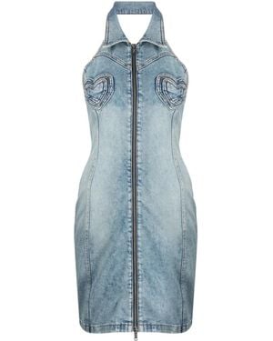 Moschino Heart-Panels Denim Minidress - Blue