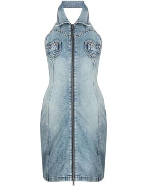 Moschino Heart-Panels Denim Minidress - Blue