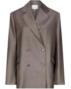 Loulou de Saison Donau Lds Double-Breasted Flap Blazer - Brown