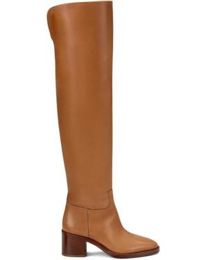 Ralph Lauren Botas altas Barnet de piel con tacón de 55 mm - Marrón