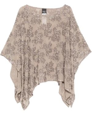 Marina Rinaldi Sequin-Embellished Floral-Pattern Blouse - Natural