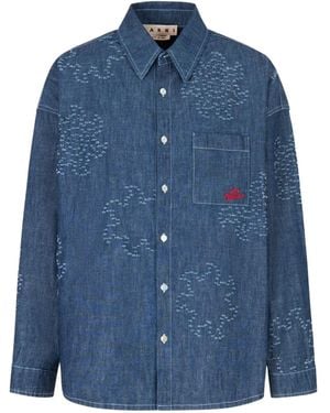 Marni Sun-Detail Long-Sleeved Shirt - Blue
