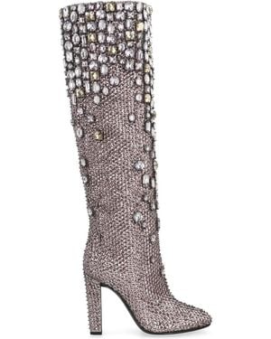 Alberta Ferretti Stiefel mit Strassapplikation - Weiß