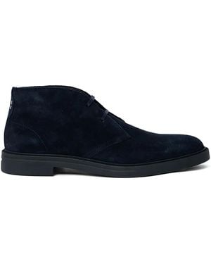 BOSS Lace-Up Suede Boots - Blue